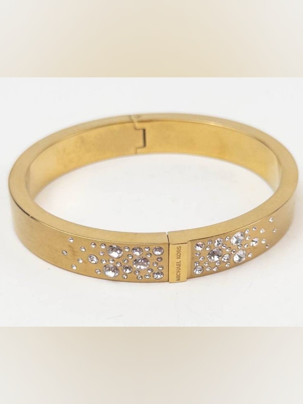 Michael Kors Brilliance Gold Tone Hinged Bangle Bracelet